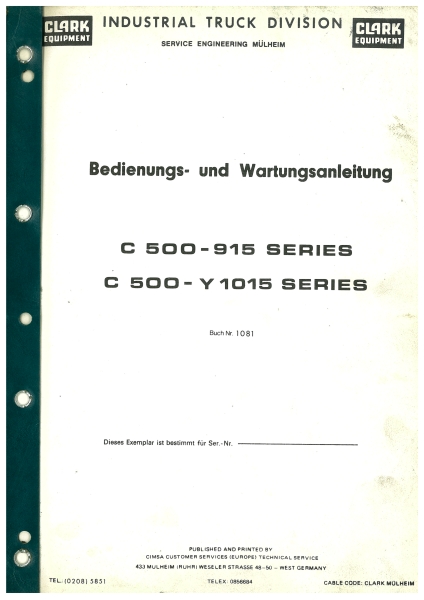 Clark Bedienungsanleitung C500-915/Y1015 und Wartungsanleitung