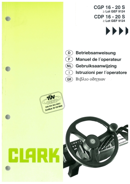 Clark Betriebsanweisung CGP/CDP16-20S >Lot GEF 9124