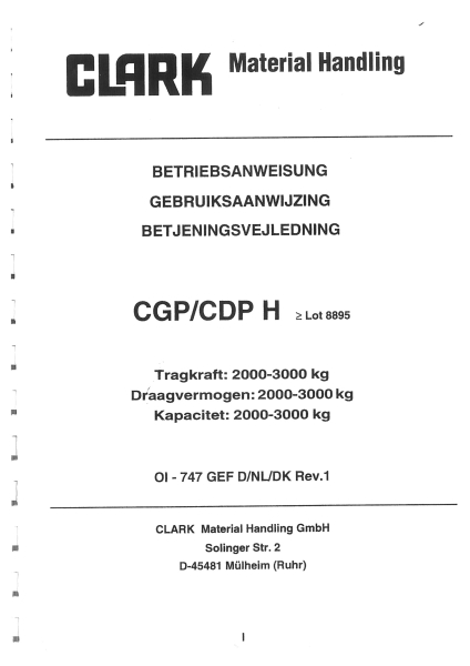 Clark Betriebsanweisung CGP/CDP 20-30 H > Lot 8895