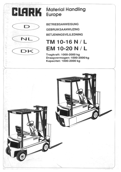 Clark Betriebsanweisung TM 10-16 N/L EM 10-20 N / L