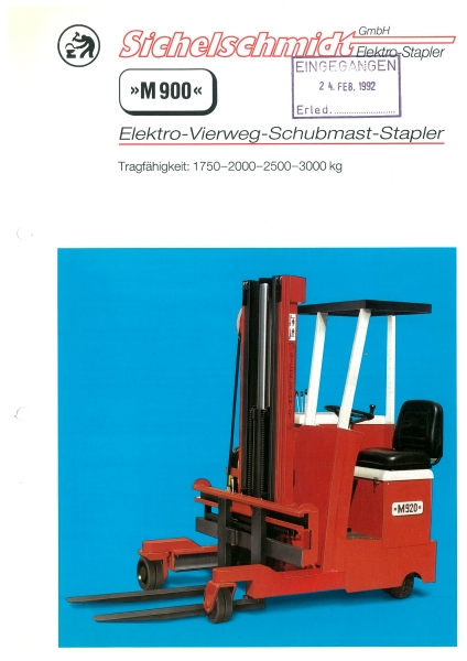 Sichelschmidt Bedienungsanleitung M900 Elektro-Vierweg-Schubmast-Stapler