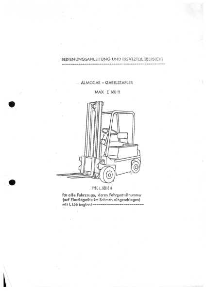 Almocar Bedienungsanleitung Max E160H und Ersatzteilübersicht