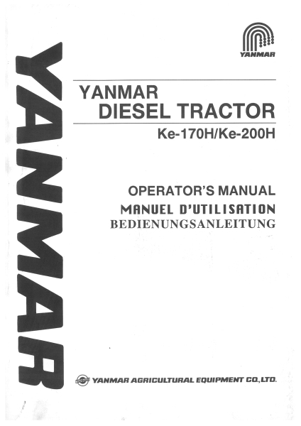 Yanmar Betriebsanleitung (5013-6352) Ke-170H/Ke-200H