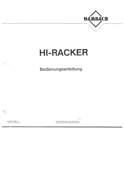 HI-RACKER  Bedienungsanleitung Regalbediengerät
