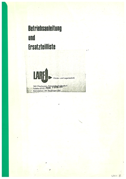 Larf Betriebsanleitung Elektr.-Geh-Gerät und Ersatzteilliste