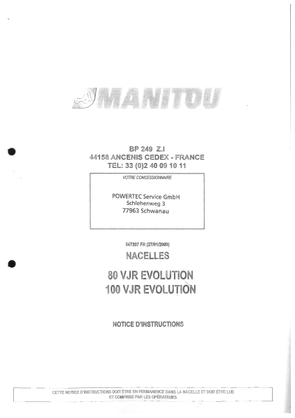 Manitou Bedienungsanleitung 80/100VJR Evolution