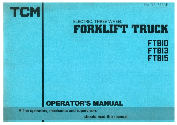 TCM Betriebsanleitung FTBI0/3/5 electric three-wheel Forklift Truck