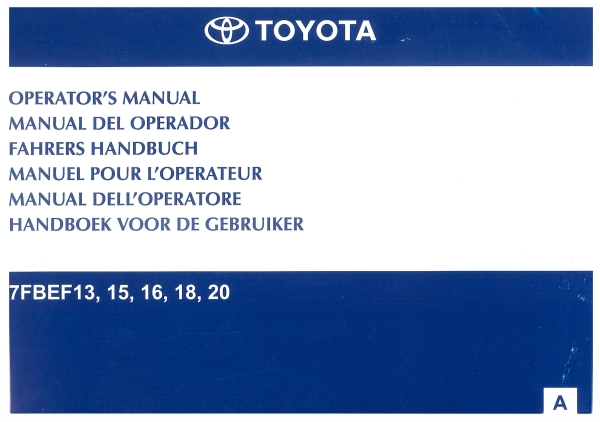 Toyota Fahrers Handbuch 7FBEF13,15,18,20