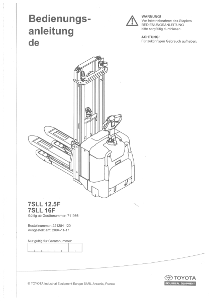 Toyota Bedienungsanleitung 7SLL12,5F/16F