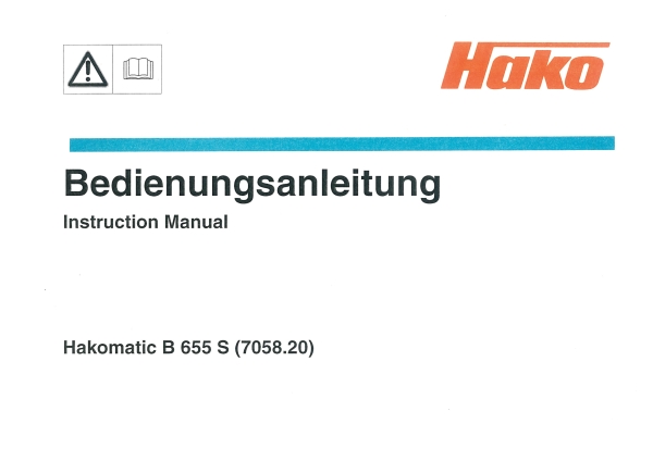 Hako Bedienungsanleitung HakomaticB655S (7058.20)