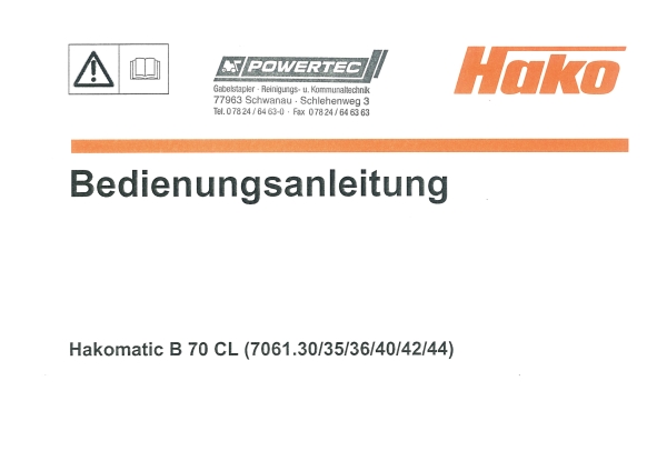 Hako Bedienungsanleitung HakomaticB70CL 7061.30/35/36/40/42/44