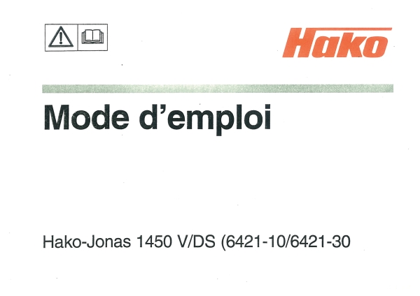 Hako Bedienungsanleitung Hako-Jonas V/DS (6421-10/6421-30)