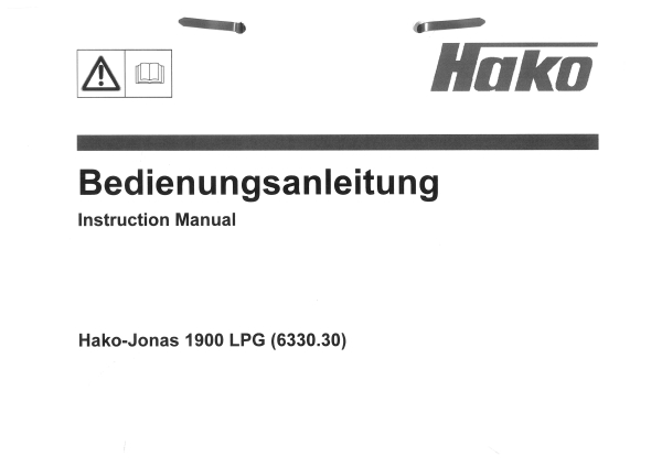 Hako Bedienungsanleitung Jonas 1900 LPG 6330.30