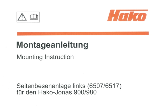 Hako Montageanl. Seitenbesenanlage links (6507/6517) für Hako-Jonas 900/980