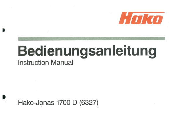 Hako Bedienungsanleitung Jonas 1700 D (5013-9610)