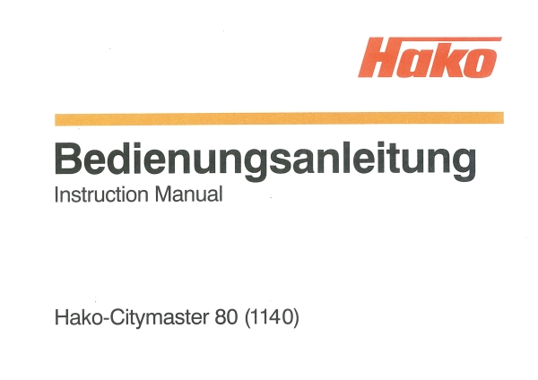 Hako Betriebsanleitung Citymaster 80 (1140)