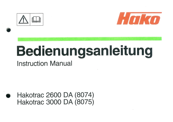 Hako Betriebsanleitung Hakotrac2600/3000 DA (8074)/(8075)