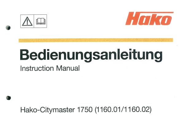 Hako Betriebsanleitung Citymaster 1750 (1160.01/1160.02)