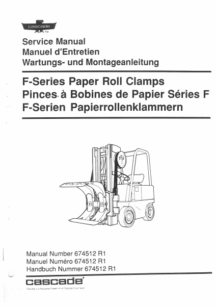 Cascade Montageanleitung F-Serie Papier rollenklammern 674512 R1