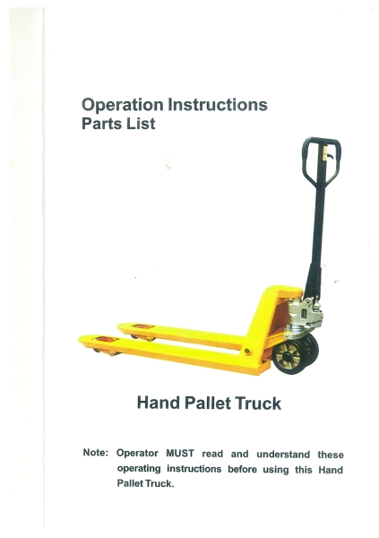 PalletTruck Bedienungsanleitung+Ersatzt. Hand Pallet Truck