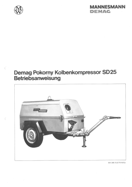 Demag Betriebsanweisung Pokorny SD25 Kolbenkompressor