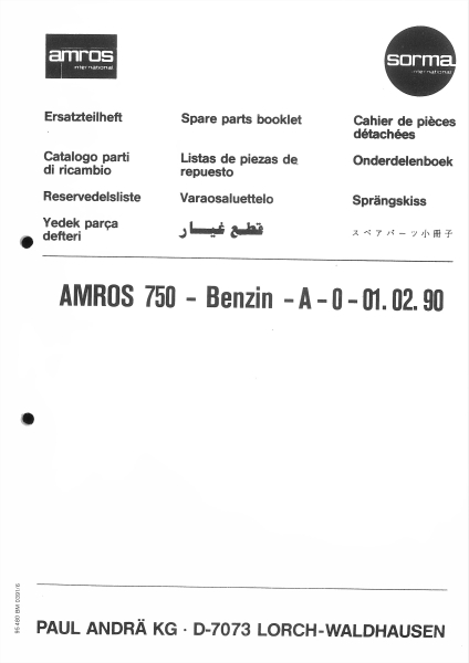 Ersatzteilliste Amros 750 - Benzin