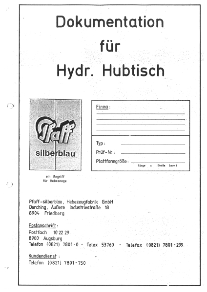 Pfaff-Silberblau Hubtisch