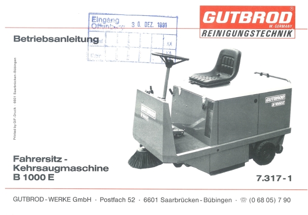 Gutbrod B 1000 E Betriebsanleitung