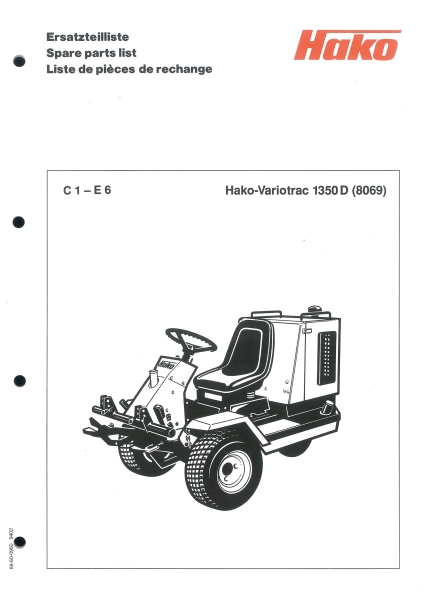 Hako Ersatzteilliste Variotrac 1350 D (8069)